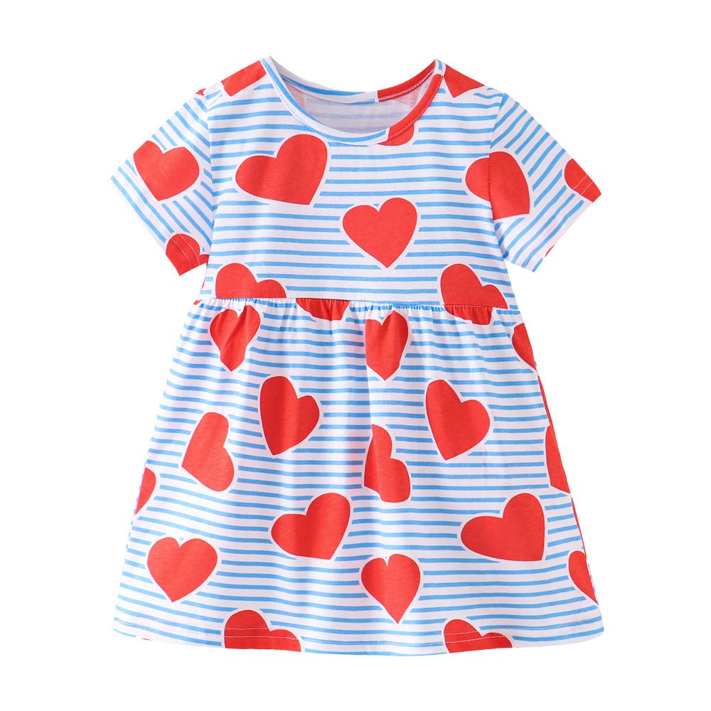 Baby Kid Girls Love heart Print Dresses Wholesale 23040716