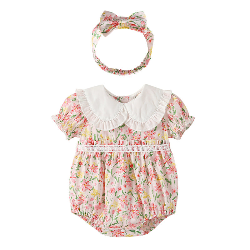 Baby Girls Flower Print Rompers Wholesale 23040753