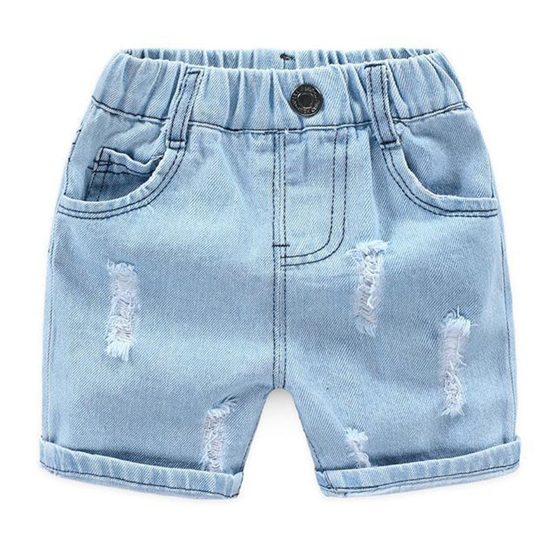 Baby Kid Unisex Solid Color Ripped Shorts Jeans Wholesale 20042607