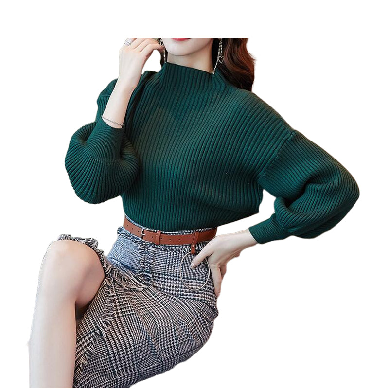 2 Pieces Set Women Solid Color Sweaters And Checked Skirts Wholesale 211220112