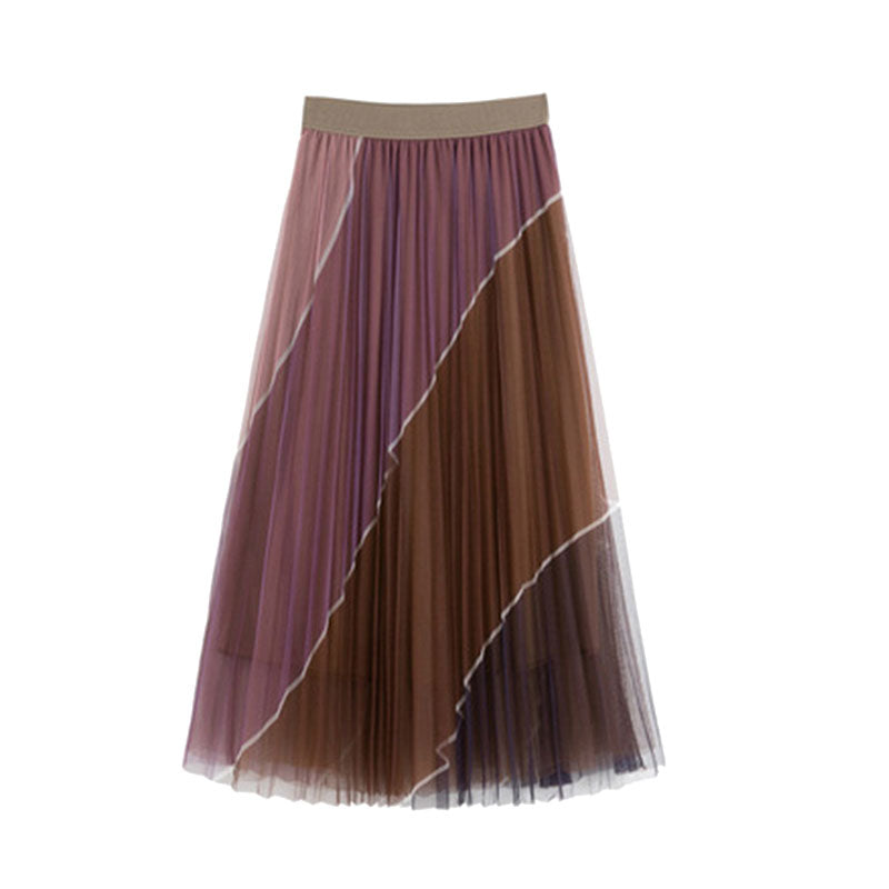 Women Color-blocking Mesh Skirts Wholesale 2112221967