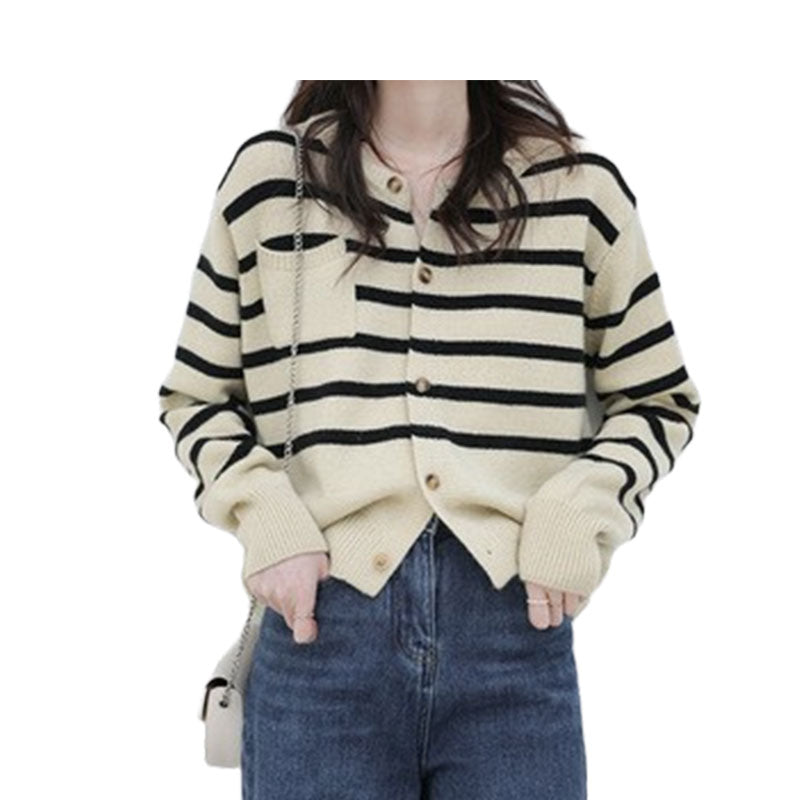 Women Striped Cardigan Knitwear Wholesale 2112222189