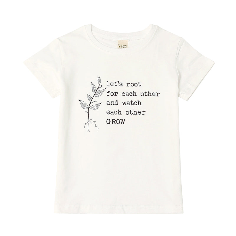 Baby Kid Unisex Letters Plant Print T-Shirts Wholesale 220310169