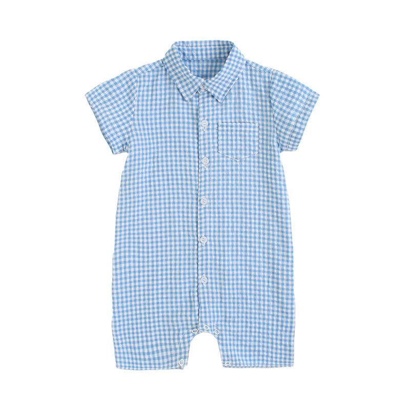 Baby Kid Boys Checked Rompers Wholesale 220322174