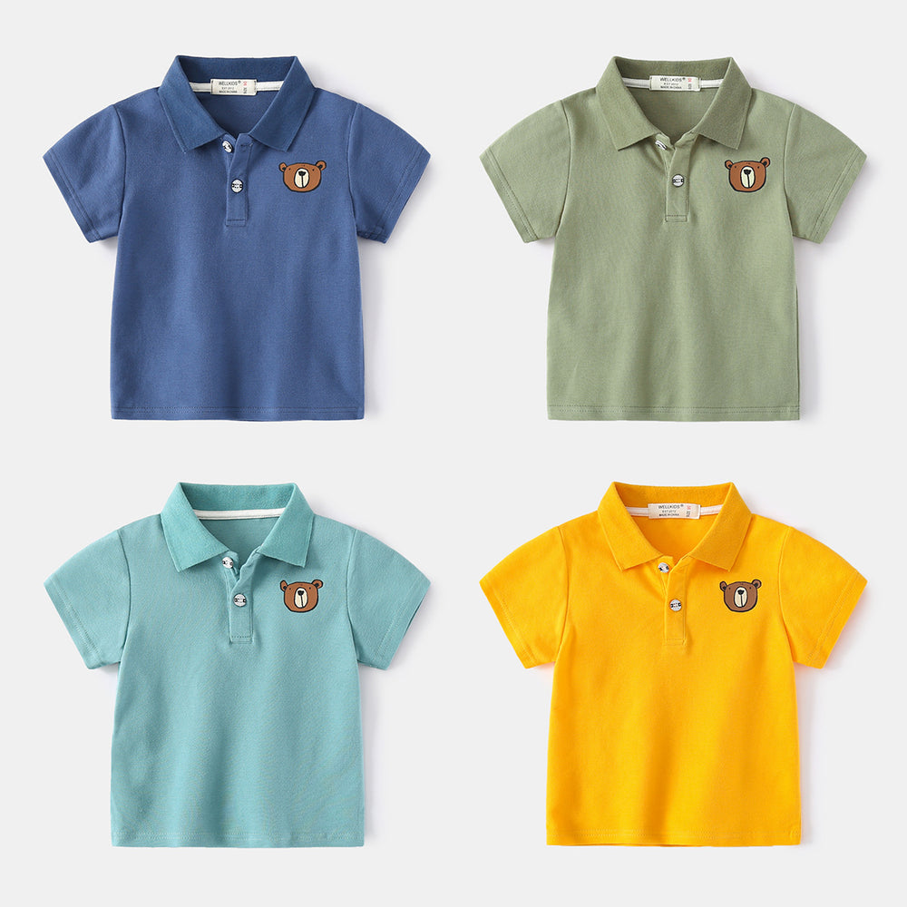 Baby Kid Unisex Solid Color Animals Print Polo Shirts Wholesale 220407275