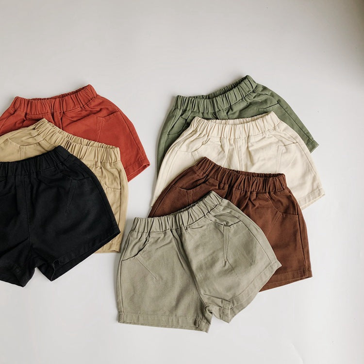 Baby Kid Unisex Solid Color Shorts Wholesale 22042601
