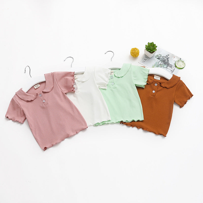 Baby Kid Girls Solid Color Polo Shirts Wholesale 220510237