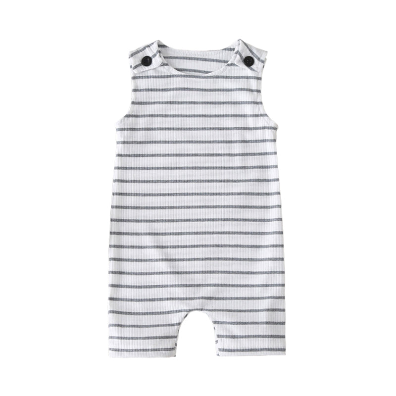 Baby Kid Unisex Striped Muslin&Ribbed Print Rompers Wholesale 22061081