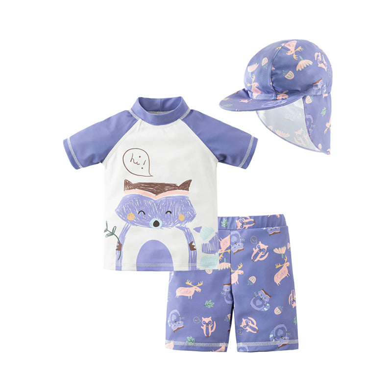 3 Pieces Set Baby Kid Boys Beach Letters Animals Print Tops Shorts And Hats Wholesale 220616218