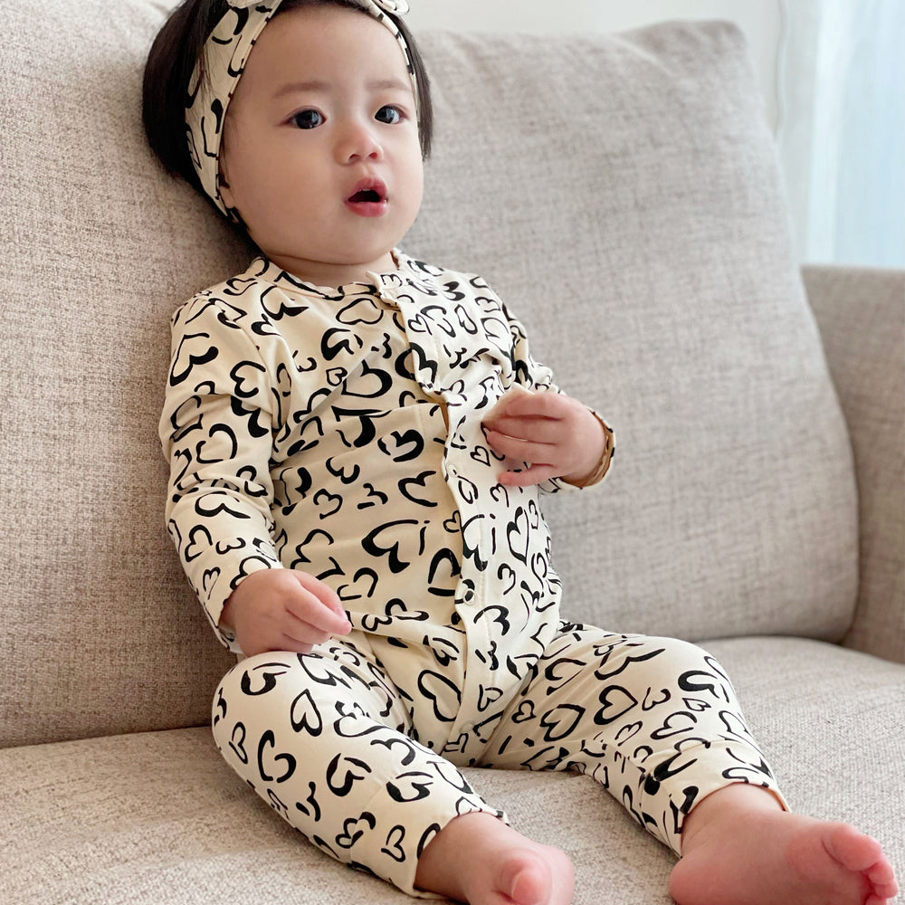 Baby Unisex Love heart Bow Print Valentine's Day Jumpsuits Wholesale 220620295