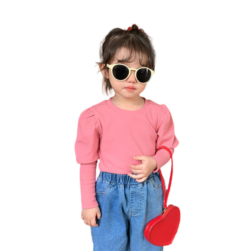 Baby Kid Girls Solid Color Muslin&Ribbed Tops Wholesale 220815583
