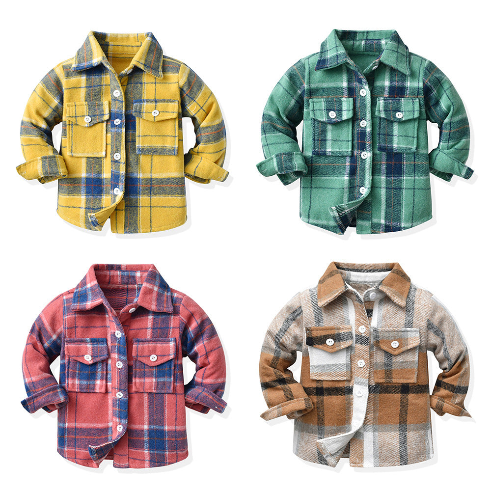 Baby Kid Unisex Color-blocking Checked Shirts Wholesale 221104475