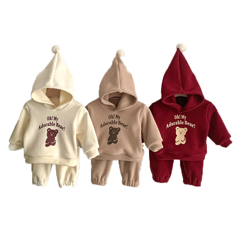 Baby Unisex Letters Animals Cartoon Print Hoodies Swearshirts And Solid Color Pants Wholesale 230107129