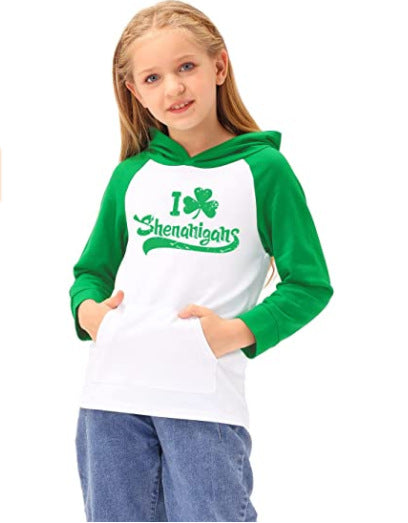 Kid Girls Letters Plant St Patrick's Day Hoodies Sweatshirts Wholesale 23022040