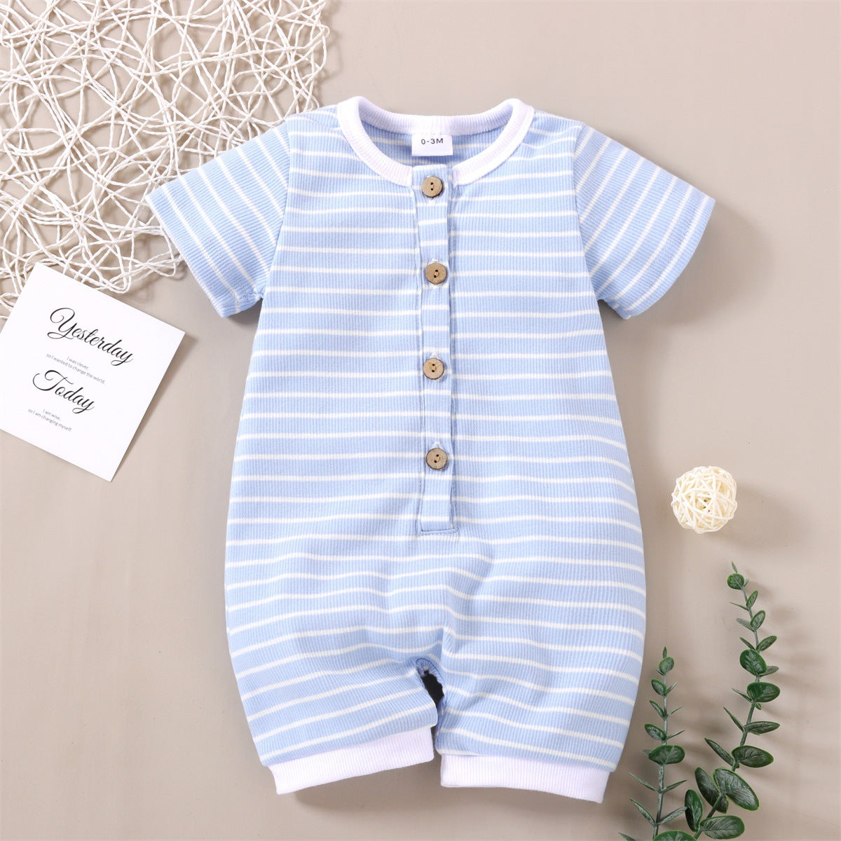 Baby Unisex Striped Rompers Glasses Wholesale 23022212