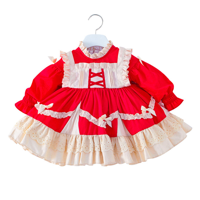 Baby Kid Girls Bow Lace Dressy Birthday Party Spanish Dresses Princess Dresses Wholesale 305710293