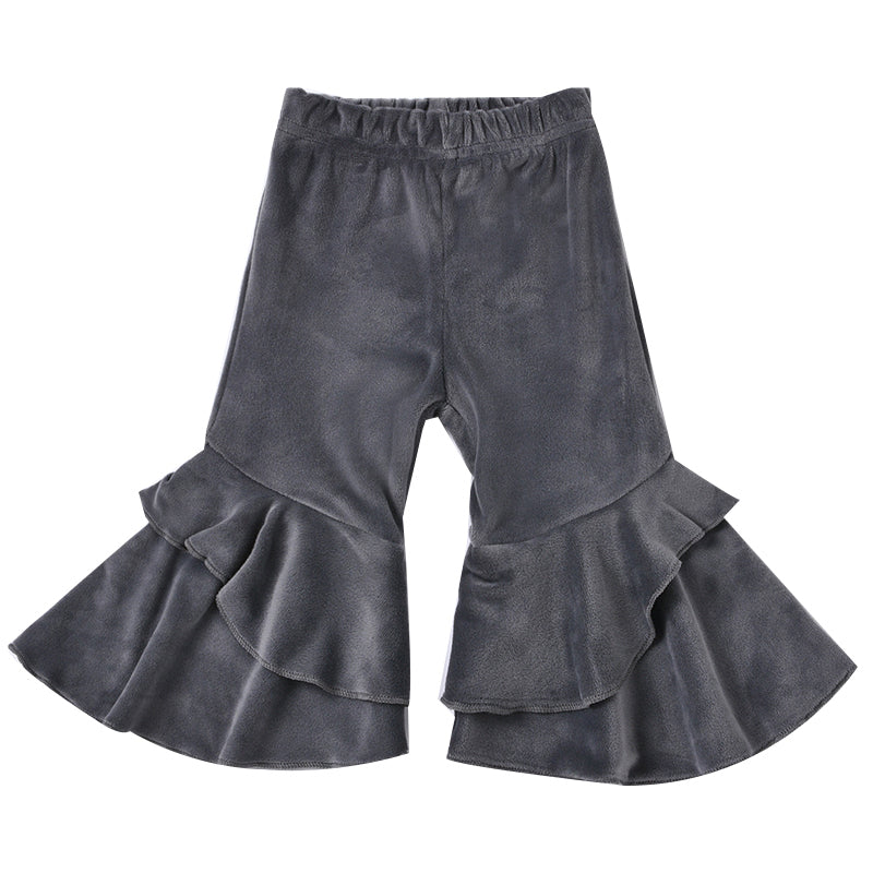 Kid Girl Solid Color Velvet Flared Pants Wholesale 78384755