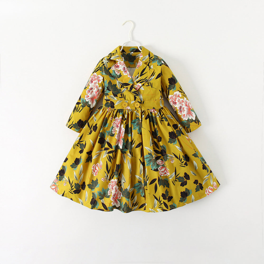 Baby Kid Girls Flower Print Coats Wholesale 220425327