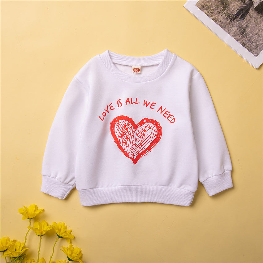Baby Kid Unisex Letters Love heart Print Hoodies Sweatshirts Wholesale 230213154