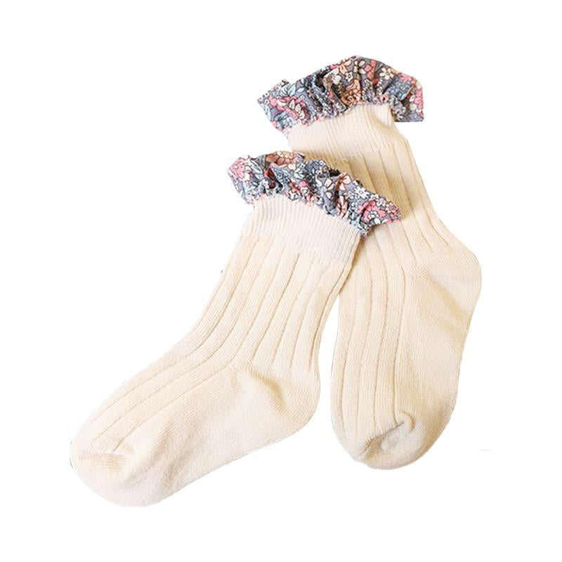 Girl Socks Foral Trim Wholesale 01961271