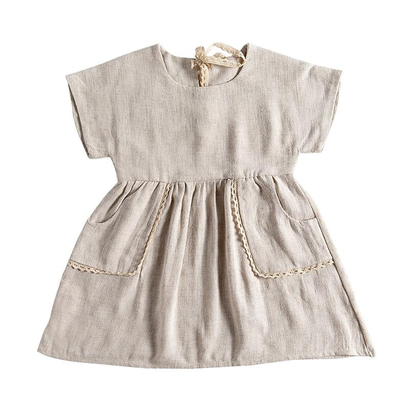 Toddler Kid Girl Dual Pocket Solid Color Dress Wholesale 54881448