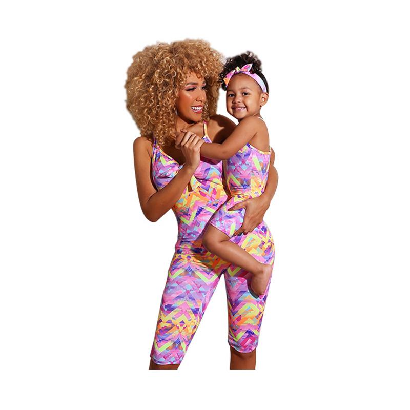 Mommy And Daughter Print Halter Romper Wholesale 50911441