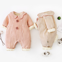 Load image into Gallery viewer, Baby Girls Solid Color Flower Muslin&amp;Ribbed Jumpsuits Wholesale 220412104
