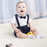 Load image into Gallery viewer, 2 Pieces Set Baby Kid Boys Striped Bow T-Shirts And Solid Color Rompers Wholesale 08159547
