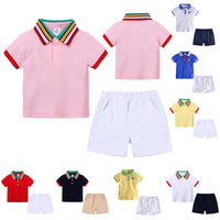 Load image into Gallery viewer, 2 Pieces Baby Boy Stripe Polo T-shirt &amp; Shorts Set Wholesale 087131
