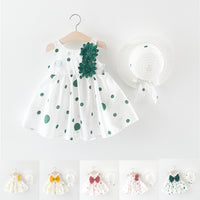 Load image into Gallery viewer, Baby Kid Girls Flower Polka dots Bow Print Dresses Wholesale 22033047
