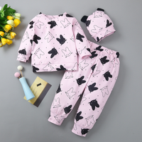Load image into Gallery viewer, 3 Pieces Set Baby Girls Animals Print Tops Pants And Hats Wholesale 14336828

