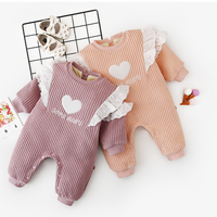 Load image into Gallery viewer, Baby Girls Color-blocking Love heart Embroidered Alphabet Jumpsuits Wholesale 220412107
