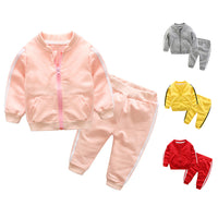 Load image into Gallery viewer, 2 Pieces Infant Toodler Sports Set Side Stripe Jacket With Pants Wholesale 21345245
