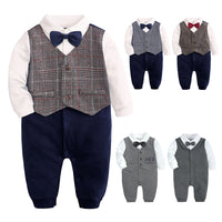 Load image into Gallery viewer, Baby Boys Striped Color-blocking Checked Bow Birthday Party Jumpsuits Wholesale 220114237
