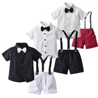 Load image into Gallery viewer, 2 Pieces Set Baby Kid Boys Dressy Solid Color Bow Shirts And Rompers Wholesale 220302314
