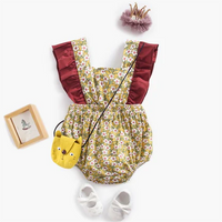 Load image into Gallery viewer, Baby Kid Girls Color-blocking Flower Print Rompers Wholesale 22032223
