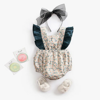 Load image into Gallery viewer, Baby Kid Girls Color-blocking Flower Print Rompers Wholesale 22032224
