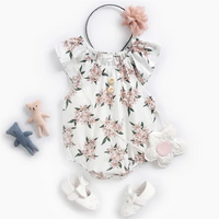 Load image into Gallery viewer, Baby Kid Girls Flower Print Rompers Wholesale 22032228
