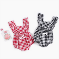 Load image into Gallery viewer, Baby Kid Girls Checked Bow Rompers Wholesale 22032231
