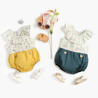 Load image into Gallery viewer, Baby Kid Girls Flower Print Rompers Wholesale 22032264
