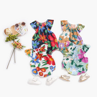 Load image into Gallery viewer, Baby Kid Girls Flower Print Rompers Wholesale 22032273

