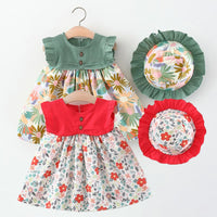 Load image into Gallery viewer, Baby Girls Flower Print Dresses And Accessories Hats Wholesale 220330369
