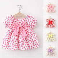Load image into Gallery viewer, Baby Girls Flower Bow Print Dresses Wholesale 220330372
