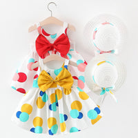 Load image into Gallery viewer, Baby Kid Girls Polka dots Bow Print Dresses Hats Wholesale 220330458
