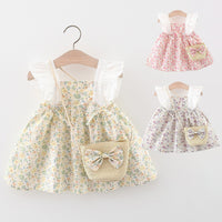 Load image into Gallery viewer, Baby Kid Girls Flower Bow Print Dresses Wholesale 220330564
