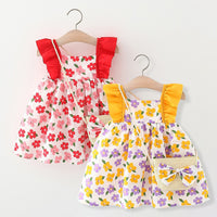 Load image into Gallery viewer, Baby Girls Flower Print Dresses And Bag Wholesale 220330606
