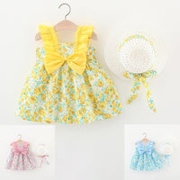 Load image into Gallery viewer, Baby Girls Flower Bow Print Dresses Wholesale 220330667
