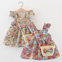 Load image into Gallery viewer, Baby Girls Flower Print Dresses Wholesale 220330676
