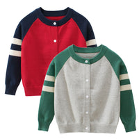 Load image into Gallery viewer, Baby Kid Boys Striped Color-blocking Crochet Cardigan Wholesale 22041181
