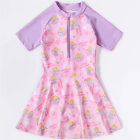 Load image into Gallery viewer, Baby Kid Big Kid Girls Letters Color-blocking Cartoon Print Beach Swimwears Dresses Wholesale 220429243
